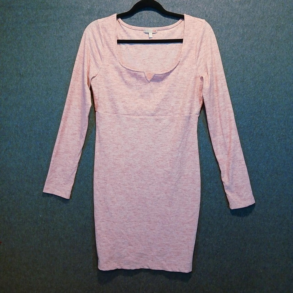 GB by Gianni Bini L ribbed long sleeve dress Lightweight stretch chic angel y2k